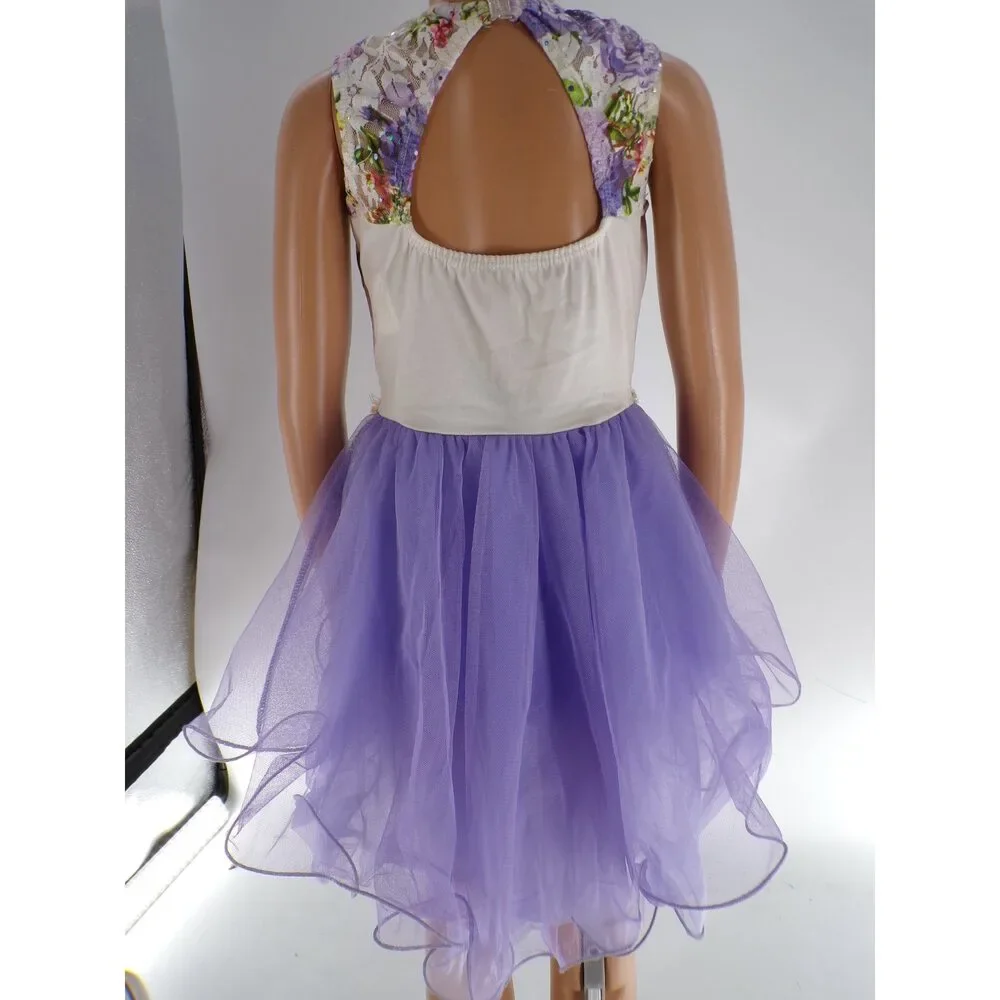 Pre-Owned Dance Costume Gallery 18212 Medium Child Lavender Lyrical Sequins